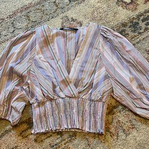Zara stripped puff sleeve crop top